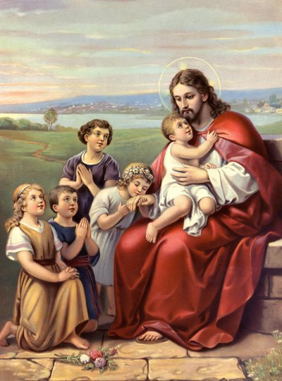 Chromolithografie van het einde van de 19e eeuw die het leven van Christus vertegenwoordigt door Unknown artist