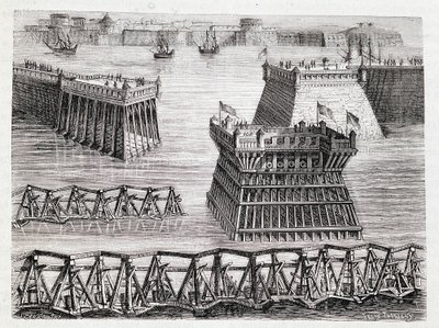 Kasteel van Argencourt en ingang van de dam van La Rochelle (beleg van La Rochelle) door Unknown artist