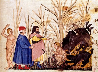 Cirkel van de gewelddadigen: Dante en Vergilius ontmoeten de gewelddadigen tegen anderen door Unknown artist