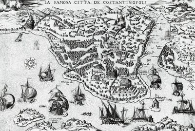 Stad Constantinopel, gravure door Unknown artist