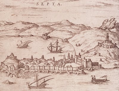 Stad Ceuta in het begin van de 17e eeuw, gravure, Marokko door Unknown artist