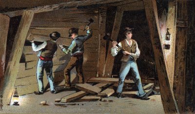 Kolenmijn in Frankrijk aan het einde van de 19e eeuw: Houtgalerij door Unknown artist