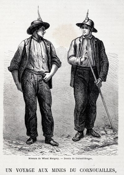 Kolenmijnen in Engeland: 2 mijnwerkers van Wheal Margery, 