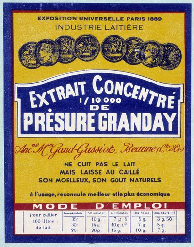 Geconcentreerd extract etiket van Presure Granday, eind 19e eeuw door Unknown artist