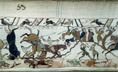Verovering van Engeland door de hertog van Normandië Willem de Veroveraar (1027-1087) in 1066: De slag bij Hastings (detail) door Unknown artist