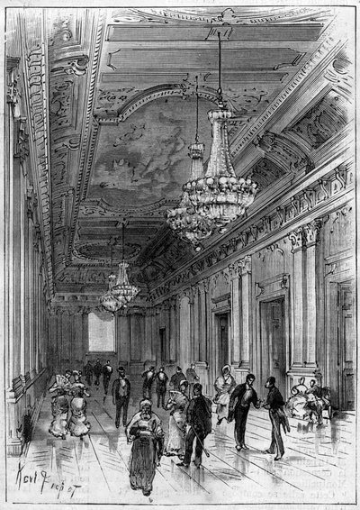 Constantine theater in Algerije gebouwd door architect Paul Jean Gion tussen 1877 en 1883 - de toegangsgalerij door Unknown artist