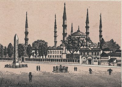 Istanbul, Turkije: uitzicht op de Sultan Ahmet-moskee door Unknown artist