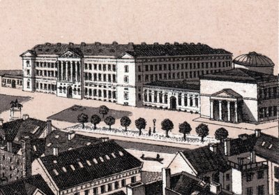 Kopenhagen, Denemarken: uitzicht op het kasteel van Christiansborg (Kasteel Christiansborg in Kopenhagen). in 