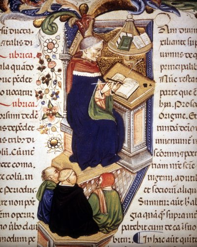 Kopiëren monnik. Manuscript uit de 15e eeuw door Unknown artist