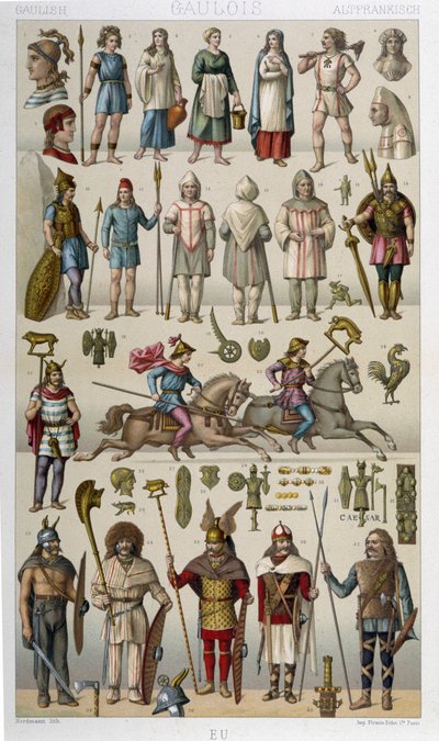 Kostuums, harnassen en wapens van de Galliërs en hun krijgers door Unknown artist