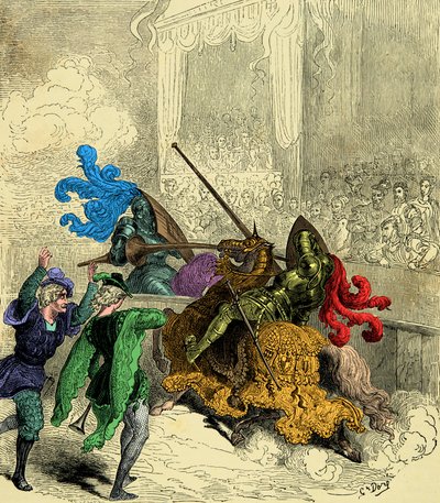 Graaf Gabriel de Montgomery verwondt koning Hendrik II dodelijk tijdens een toernooi op 30 juni door Unknown artist