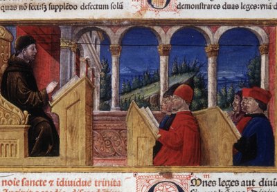 Cursus aan de universiteit. 15e eeuws manuscript door Unknown artist
