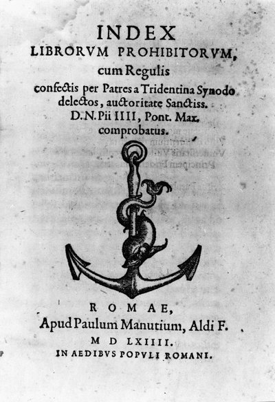 Omslag van "Index van Verboden Boeken", Rome door Unknown artist