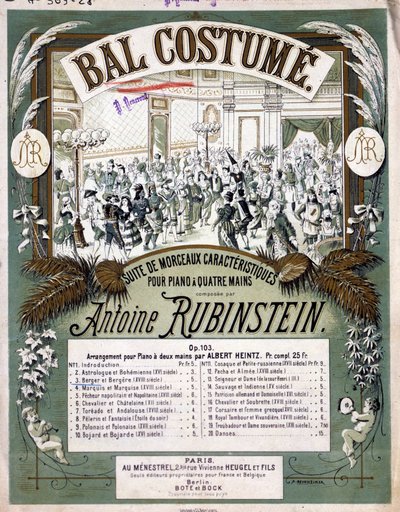 Omslag van de partituur van "Suite van karakteristieke stukken voor piano vierhandig", gecomponeerd door Anton Rubinstein door Unknown artist