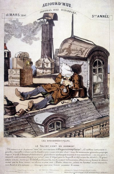 Daguerreopipers of Talent komt in slaap. Ironisch artikel tegen het nieuwe beroep van fotograaf. In "Vandaag, tijdschrift van belachelijkheden", op 15/03/1840. door Unknown artist