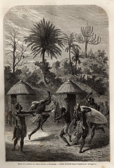 Dans van de Landines of Zulu kaffirs in Shoupanga (rechteroever van de Zambezi-rivier) door Unknown artist