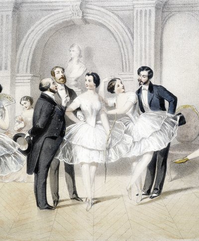 Dansers omringd door mannen in de romantische tijd - n.d. door Unknown artist