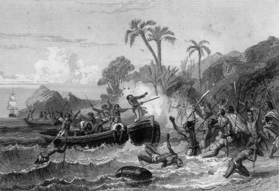 De dood van De Langle op de Îles des Mariners door Unknown artist