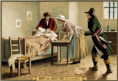 Dood van Louis XVII (08/06/1795). Chromolithografie uit de 19e eeuw. door Unknown artist