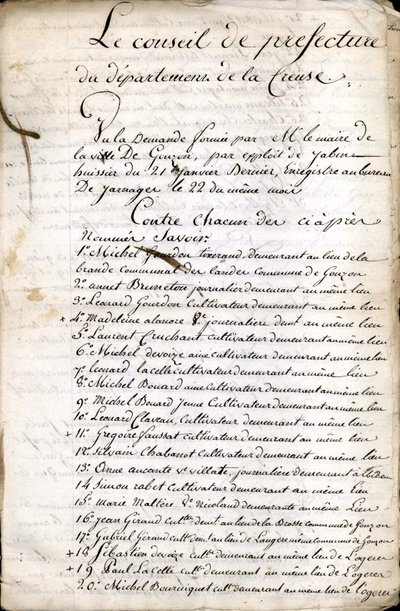 Overleg van de Raad van Prefectuur van Guéret (Creuse) van 23 april 1823 door Unknown artist
