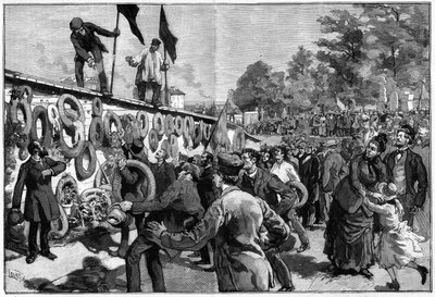 Demonstratie van de anarchisten bij Père Lachaise voor de begrafenis van de federes op 27 mei 1888 door Unknown artist
