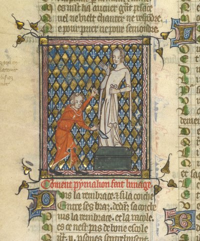 Detail van een miniatuur van Pygmalion voor het standbeeld, uit 