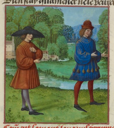 Detail van een miniatuur van de Minnaar en l