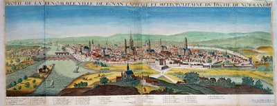 Gedetailleerd uitzicht op de stad Rouen in Normandië door Unknown artist