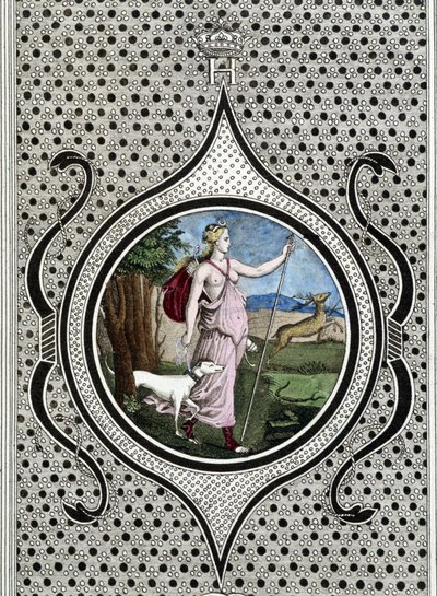 Diane (Artemis) jageres. 19e-eeuwse gravure door Unknown artist