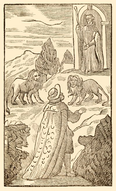 Moeilijkheid is achter, angst is voor uit The Pilgrims Progress From This World, To That Which Is To Come door John Bunyan door Unknown