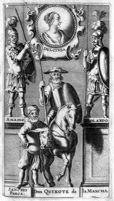 Don Quichot van Cervantes. Frontispice van de editie van Amberes door Unknown artist
