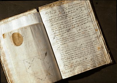 Dubbele pagina van Medicea Sidera of Pianeti Medicei (manuscript door Galileo Galilei) door Unknown artist
