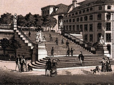 Dresden, Duitsland: uitzicht op het Brühlsche Terras in 