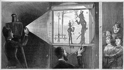 Du feu alstublieft - de coulissen van het theater van schaduwen - gravure in 