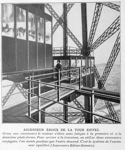 Edoux-lift van de Eiffeltoren door Unknown artist