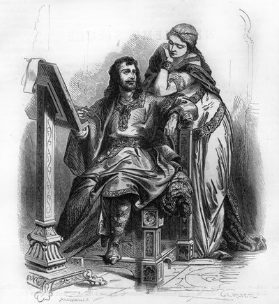 Eginhard (Einhard, Einhart, Einard, 775-840) historicus van de Karolingische periode met Emma (Imma) zijn vrouw. door Unknown artist