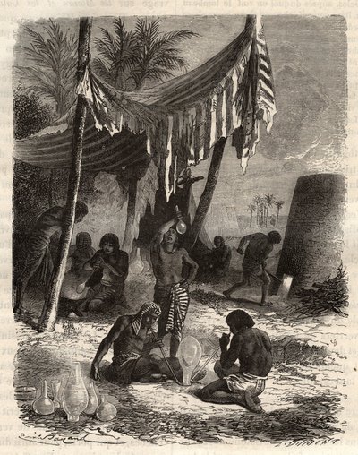 Egyptisch glaswerk - gravure in 