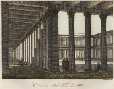 Verhoging van het forum in Athene - gravure uit Usi e Costumi di Tutti i Popoli dell