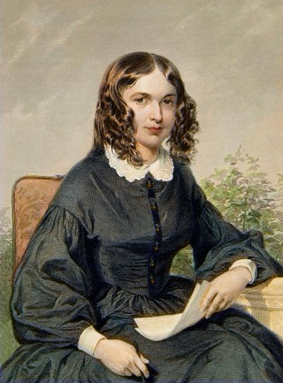 Elizabeth Barrett Browning (1806-1861) - Engelse dichteres - gravure door Unknown artist