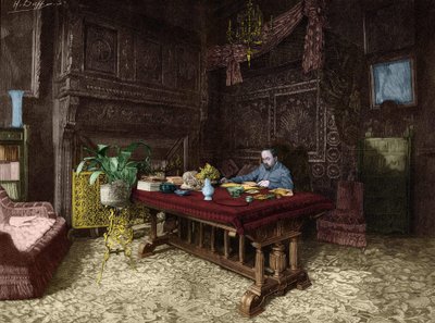 Emile Zola (1840-1902) in zijn kantoor in Medan door Unknown artist
