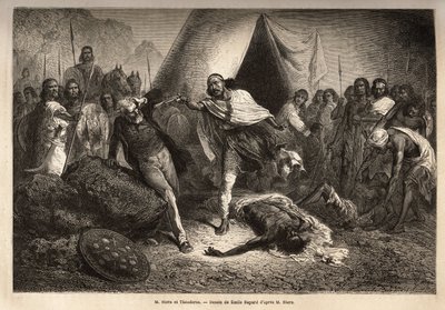 Keizer (of negus) Theodoros II (Tewodros) (geboren rond 1818-1868, voor zijn kroning Kassa Hailu genoemd op het Ethiopische Rijk), bedreigde met zijn geweer de heer Stern, een Engelse missionaris die een biografie van negus schreef, waardoor Theodoros zich door Unknown artist