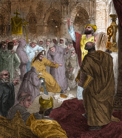 Einde van de Merovingische dynastie, 751: afzetting van koning Childerik III (714-754) door Pepijn de Korte (714-768) door Unknown artist