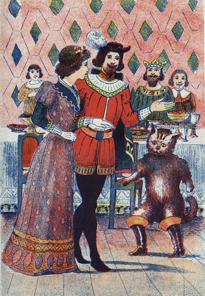 Verloving van de Markies van Carabas en de dochter van de koning. Illustratie voor 