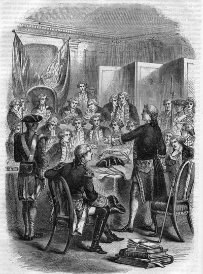 Engelse admiraal Augustus Keppel voor de krijgsraad na de zeeslag bij Ouessant op 27 juli 1778. door Unknown artist