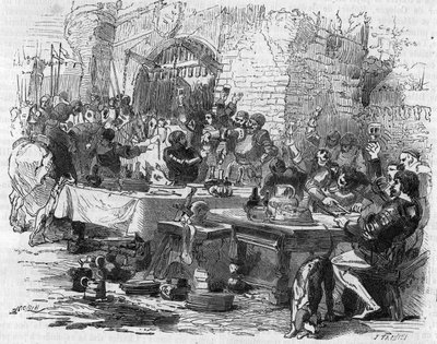 Engelse wapenrusting behandeld aan een open tafel in Amiens in 1475. door Unknown artist