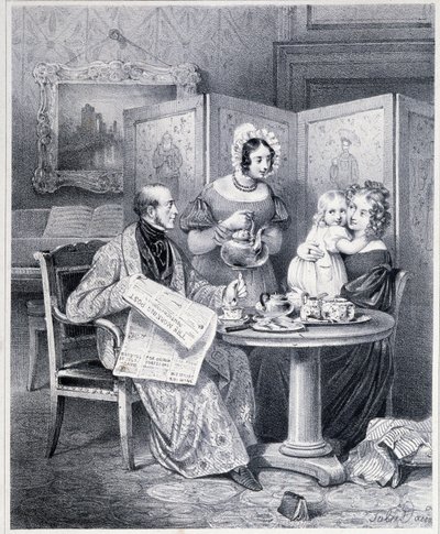 Engels stel drinkt thee - 19e eeuw door Unknown artist