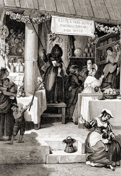 Gravure die het feest van de Befana voorstelt door Unknown artist