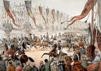 Intocht van Victoria Koningin van Engeland in Parijs in aanwezigheid van Napoleon III op 18 augustus door Unknown artist