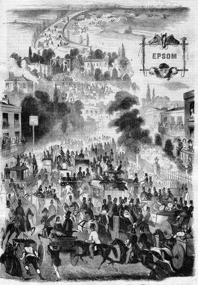Epsom Paardenraces in Engeland - Gravure in 