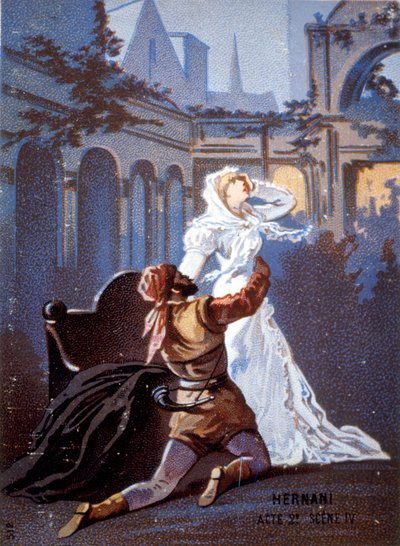 Ernani van Giuseppe Verdi Act II, Scene IV. chromolithografie 19e eeuw. door Unknown artist